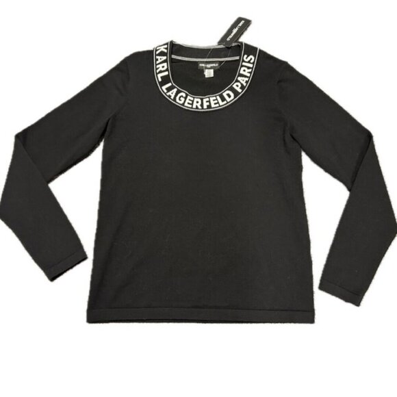 KARL LAGERFELD PULLOVER KNITTED SWEATER SZ S OVERSIZED CHIC EMO GOTHIC BLACK - Picture 1 of 7